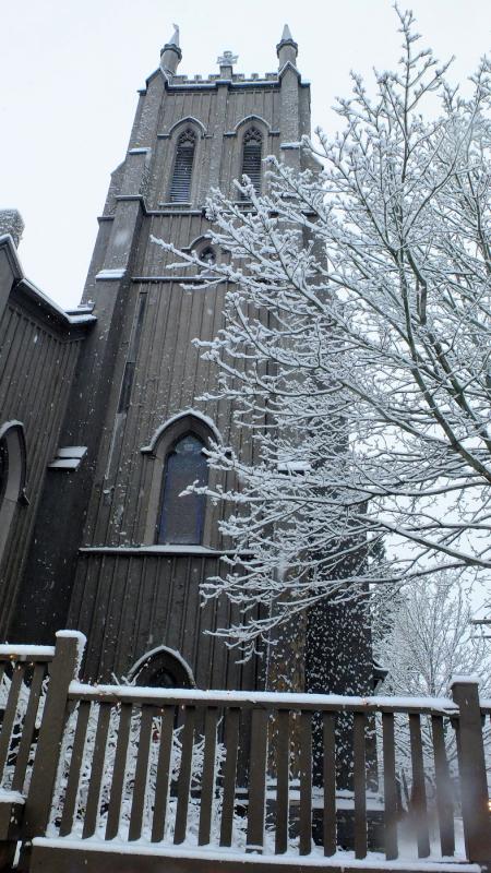 The majestic, and original, steeple of the Chocolate Church Arts Center requires restoration. The steeple contains a Paul Revere bell. Bill Bailie photo Chocolate Church Steeple