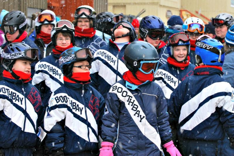 The Boothbay Special Olympics team, bundled up and ready for action. Courtesy of Toby LeConte