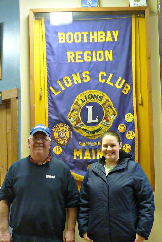 Tom Nickerson, left, and Jenn Hyson, right, standing in the Lions Clubhouse. The Boothbay Region Lions began in 1953, and the clubhouse was purchased in 1960. KATRINA CLARK/Boothbay Register