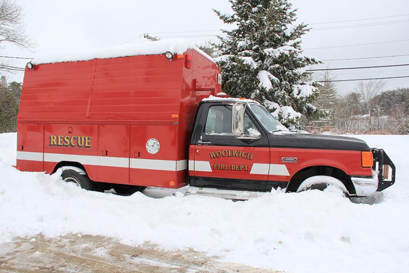 THE 1994 FIRE TRUCK that Brian Fanslau bought from the town of Woolwich. He said he’ll use the truck to transport his 100-year-old tools to job sites. SUZI THAYER/Boothbay Register