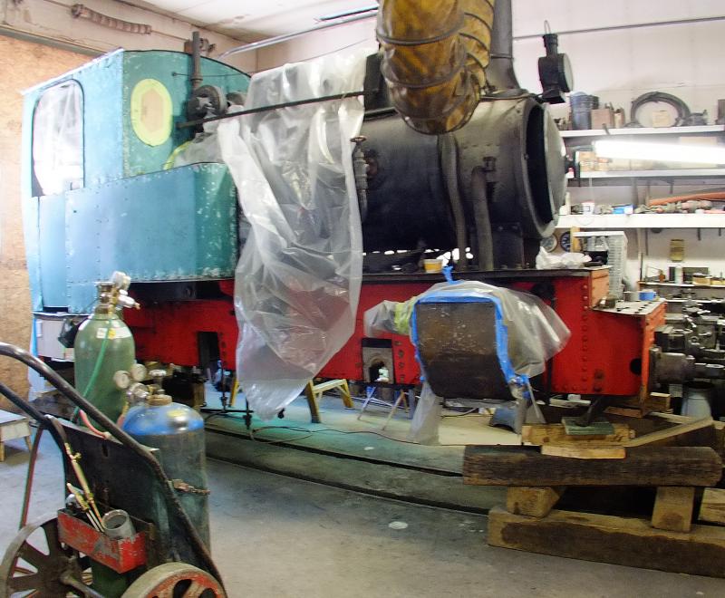 THIS 1913 STEAM ENGINE is in the workshop at Boothbay Railway Village and where it has been riding the rails since 1965. SUZI THAYER/Boothbay Register