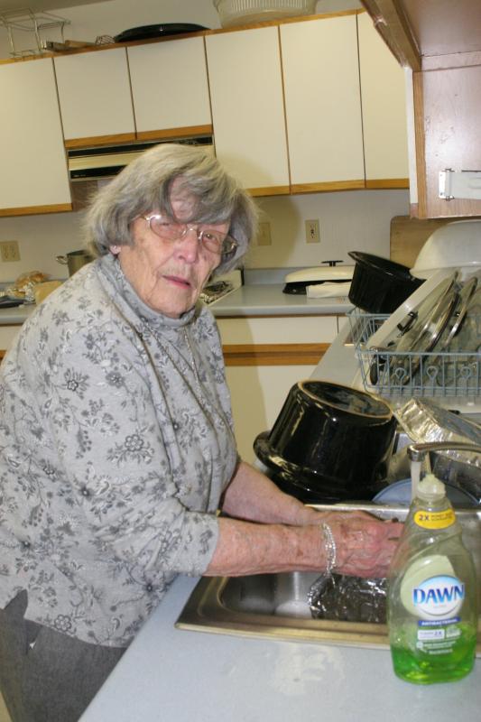 Every public dinner needs a dedicated dishwasher and Mary Ev Friant was up to the task. KEVIN BURNHAM/Boothbay Register