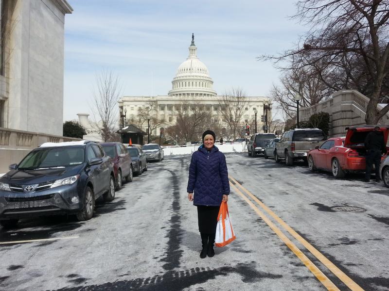 Mrs. Goldhirsch goes to Washington, D.C. Sharon Goldhirsch is pictured in front of the Capitol building in Washington, D.C. Goldhirsch just returned from a summit for patients like her who struggle with kidney disease. Courtesy of Sharon Goldhirsch