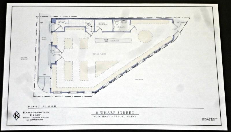 Current first-floor design plans for the new building, as designed by Knickerbocker Group. KATRINA CLARK/Boothbay Register