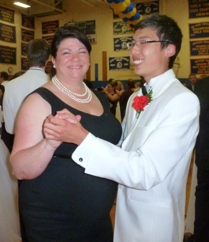 Lisa Walby and her host son, Haowen Xue, dance during the Alumni Ball. KATRINA CLARK/Boothbay Register