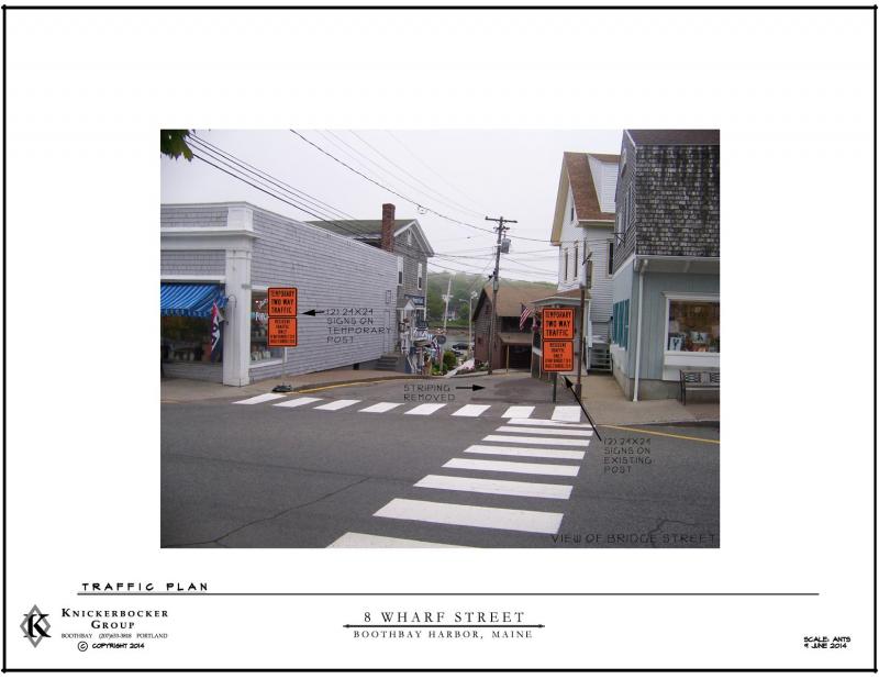 Conceptual design of where traffic warning signs would be placed at the corner of bridge street and Townsend Avenue. Courtesy of Adam Maltese of Knickerbocker Group.