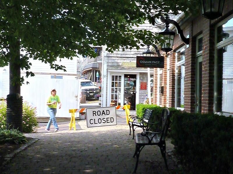 No vehicles are being allowed on the alley while work is being done. KATRINA CLARK/Boothbay Register