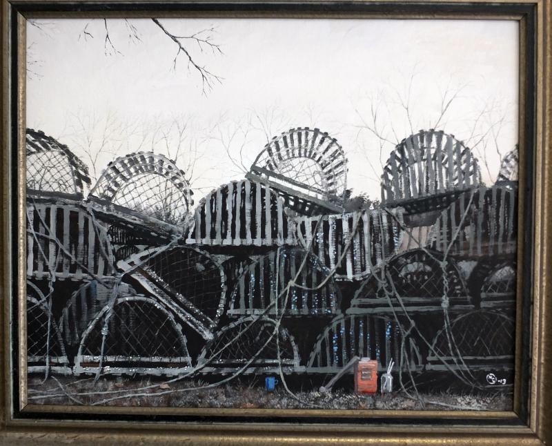 THE RED SPOT, a small spot of color that Nathan Campbell says changes the feeling of a painting, something he picked up from Norman Rockwell, is a trademark he uses in many of his paintings. SUZI THAYER/Boothbay Register