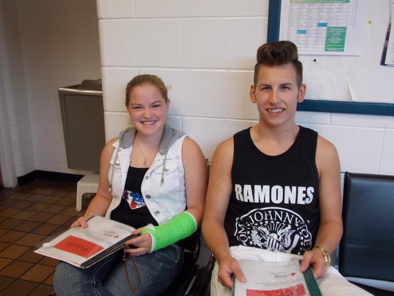 First-time donors Alyza Johnston, left, and Jonathan Donner came together to the drive. “I figured I'd help out, it's the right thing to do,” Donner said. KATRINA CLARK/Boothbay Register