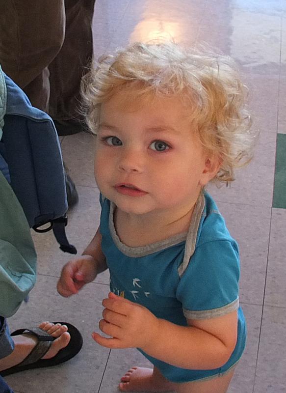 CHARLIE RECORD was too young to attend the new Montessori school, but came with parents Christine Selman and Nick Record, to help his sister Serafina get situated. SUZI THAYER/Boothbay Register