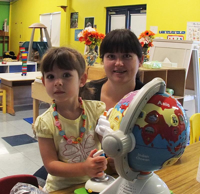 NEW MONTESSORI STUDENT Samantha Colby and mom Ekaterina, from Boothbay. SUZI THAYER/Boothbay Register