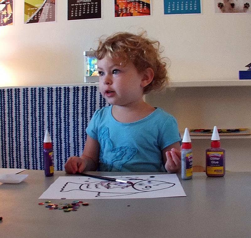 SERAFINA RECORD works on an art project at the new Harbor Montessori School. SUZI THAYER/Boothbay Register