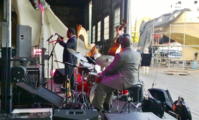 The Marcus and Riza Printup Quartet plays at the Boothbay Harbor Shipyard. JANE CARPENTER/Boothbay Register
