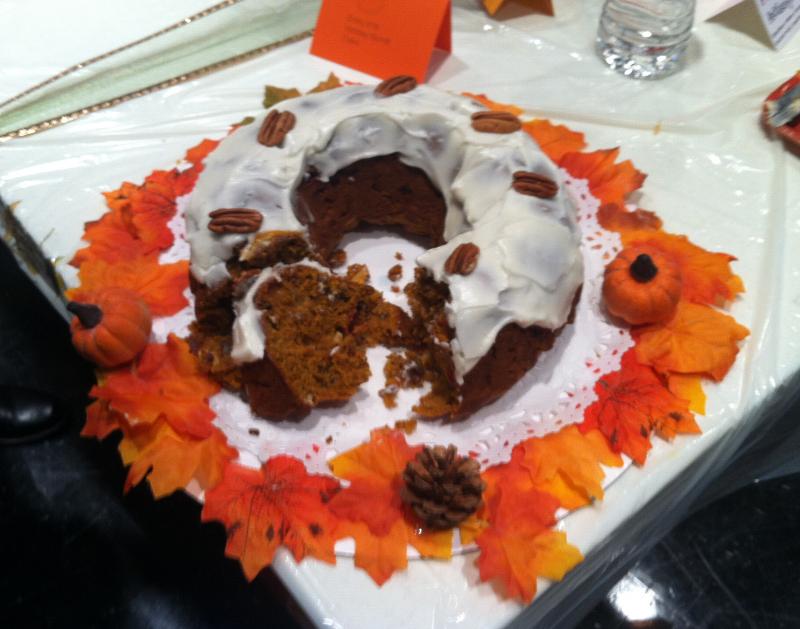 This Pumpkin Pecan Holiday Bundt Cake made by Tiffany Thomas was the winning entry at Pumpkinfest’s dessert contest. SUZI THAYER/Boothbay Register