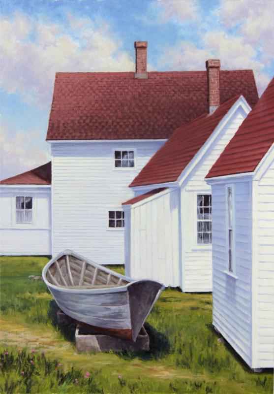 “Red and White Dory,” by Will Kefauver is one of the artist’s works included in the Art at the Grill Bristol Road galleries exhibit. “Red and White Dory,” Will Kefauver