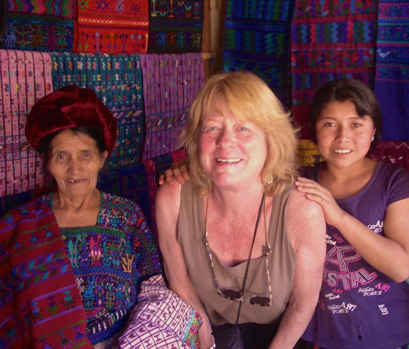 Diana Kerr with weavers in the village of Santa Catarina Palopo, Guatemala. Courtesy of Kathleen Jones