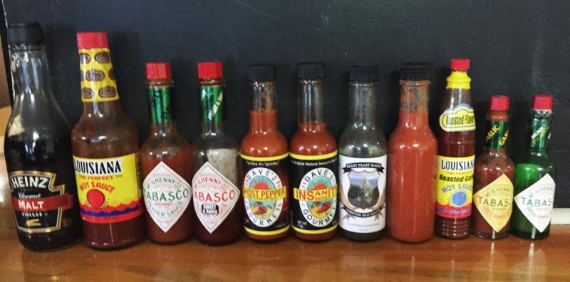 As might be expected from two southern boys, there is an array of hot sauces, from mild to brain numbing hot, at the newly appointed Miss Wiscasset Diner. SUZI THAYER/Boothbay Register