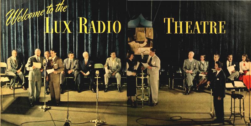 This photograph captures the scene unseen by radio listeners of the Lux Radio Theater’s 1948 production of “Miracle on 34th Street” in 1948. Courtesy of Andrew Fenniman
