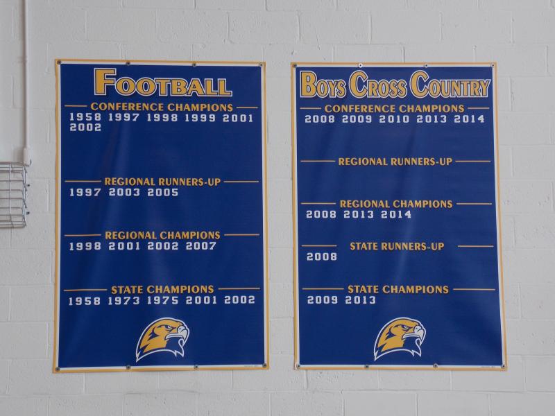Consolidated banners for football and cross country. KATRINA CLARK/Boothbay Register