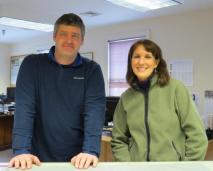 Daniel Bryer, left, will serve as interim Town Manager of Boothbay. Pictured at right is Lori Colton, a code enforcement officer for the town. Courtesy of Town of Boothbay