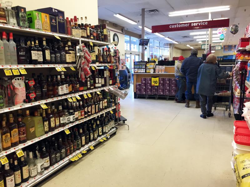 The temporary new spot for liquor during reconstruction at the Boothbay Harbor Hannaford. SUZI THAYER/Boothbay Register