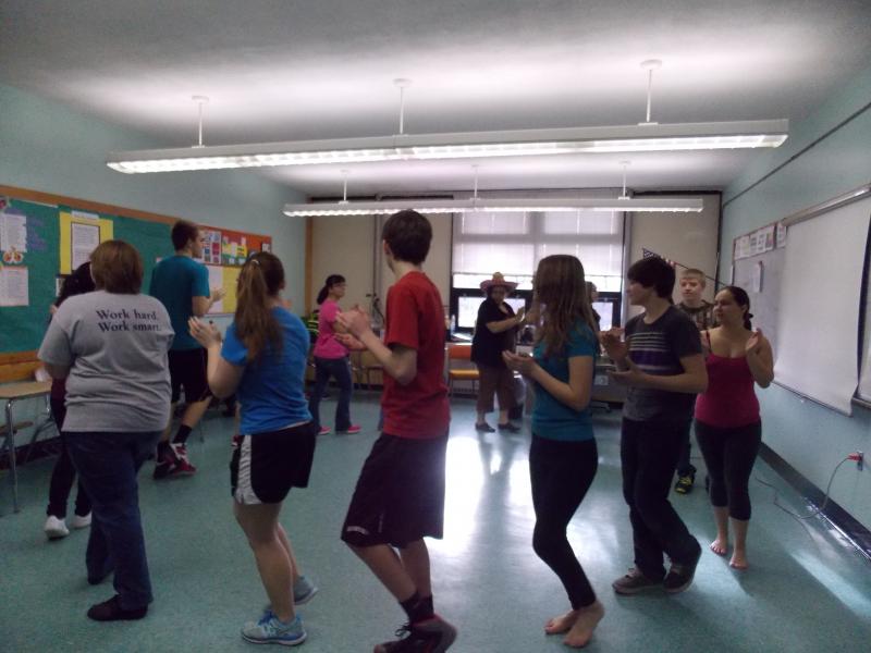 Students dance to the music in Brazilian/Latin dance with Jorgeanne Barley. KATRINA CLARK/Wiscasset Newspaper
