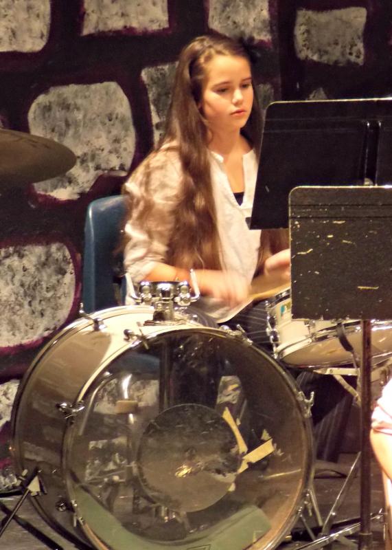 Sophia Gudroe plays drums in the Boothbay Region Elementary School 6th grade band. KATRINA CLARK/Boothbay Register