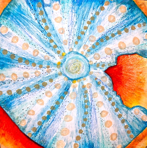 Boothbay Region High School freshman Summer Chamberlin’s “Sea Urchin,” in oil pastels, selected for the PMA student art show. Courtesy of Manon Lewis Summer Chamberlin’s Sea Urchin