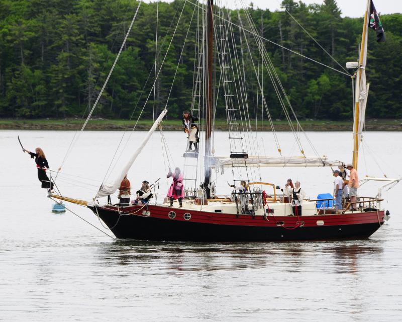 Pirate Ship: The S/V Must Roos is the flagship of the Dark Rose Pirates, and one of the attacking vessels during the Damariscotta River Pirate Rendezvous, scheduled for June 20 in Damariscotta. The vessel is a 57-foot topsail yawl armed with four deck guns. Courtesy of Damariscotta River Pirate Rendezvous
