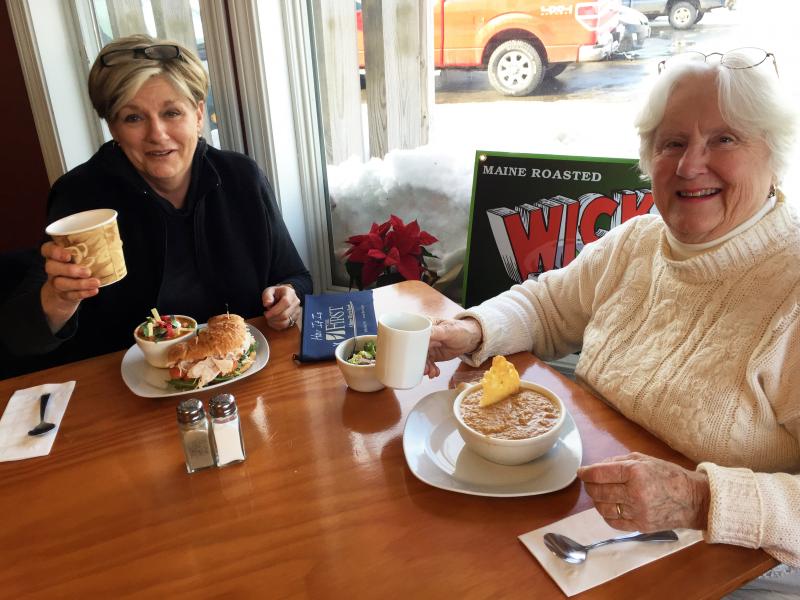 Jane Good of Southport, left, and her friend Margaret Perritt of Boothbay Harbor are regulars at Capers. SUZI THAYER/Boothbay Register