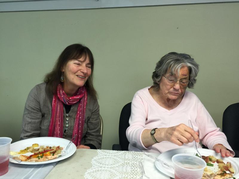 Executive Director of the ElderCare Network Andrea Handel, left, eats lunch with Hodgdon Green resident Peggy Frantz. KATRINA CLARK/Boothbay Register