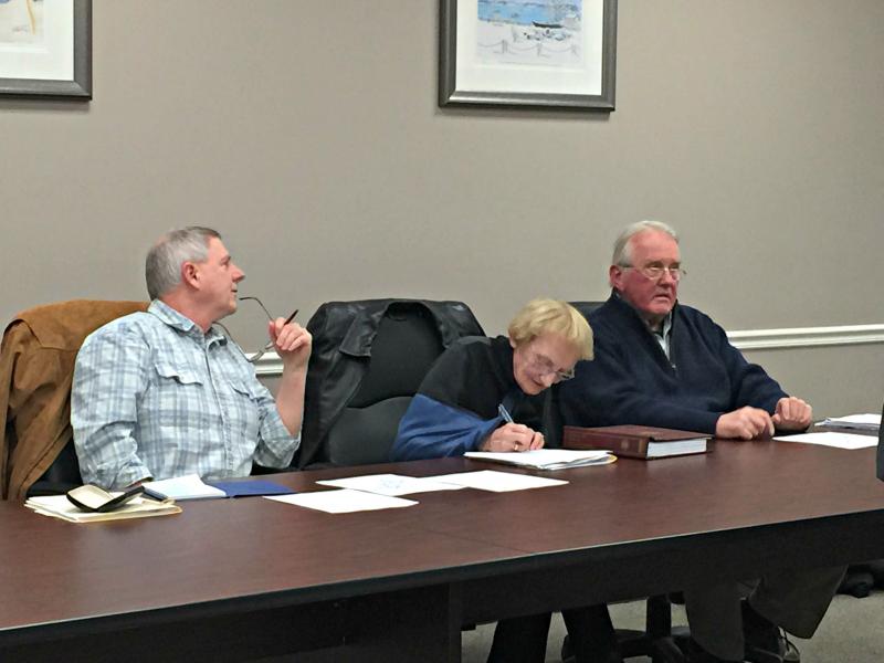 Members of the Boothbay Harbor Board of Appeals: from left, Scott See, Chairman Gloria Taliana and Howard Hennigar. Palmer Payne was not present. KATRINA CLARK/Boothbay Register