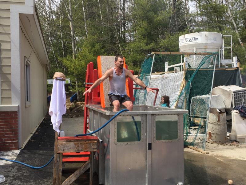 And down he goes! KATRINA CLARK/Boothbay Register
