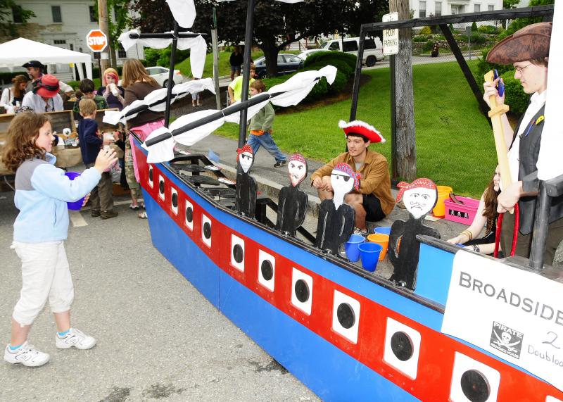Broadside! Game: One of the favorite games at the Kids Pirate Camp is Broadside! in which children are able to use bean bags to knock down targets on a large wooden pirate ship. Broadside! was built by Michael Morrison of Bristol and is sponsored by Hillside Collision Center of Waldoboro. Volunteers from nonprofits will be able to assist children with enjoying Broadside! and many other games and activities at the Damariscotta River Pirate Rendezvous in Damariscotta on Saturday, June 20. Courtesy of Greg Latimer