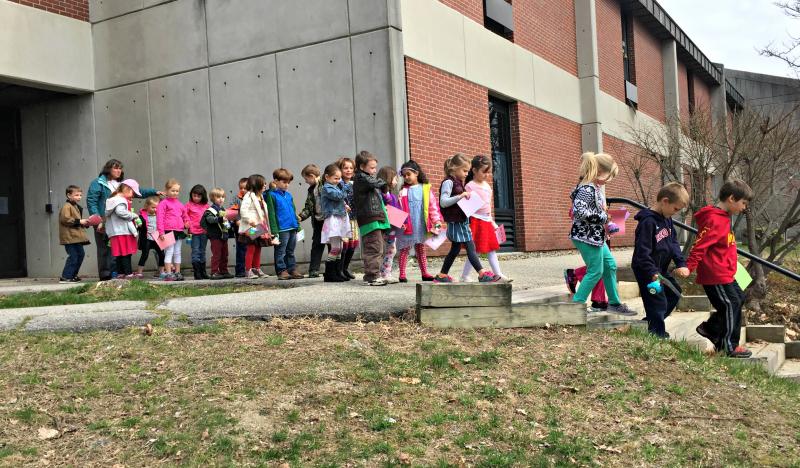 Leaving the school. KATRINA CLARK/Boothbay Register