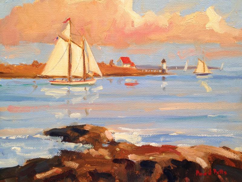 “Eastwind Sunset Cruise,” 6 by 8-inch oil on canvas, Brad Betts Brad Betts “Eastwind Sunset Cruise,” 6x8 oil on canvas.