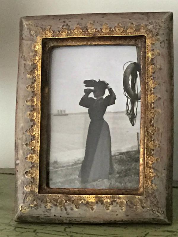 This framed photo, purchased in a Rockland store, provided inspiration to Blaydon as she wrote “The Heart of Stone.” KATRINA CLARK/Boothbay Register