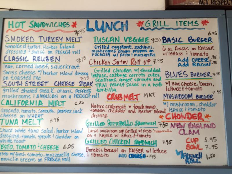 Part of the varied and extensive menu at the Blue Moon cafe. SUZI THAYER/Boothbay Register