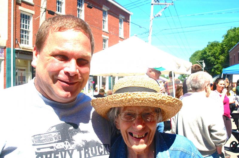 Scott Knowlton, 48, hugs his first grade teacher, Elizabeth Sproul, 89. ART MAYERS/Wiscasset Newspaper