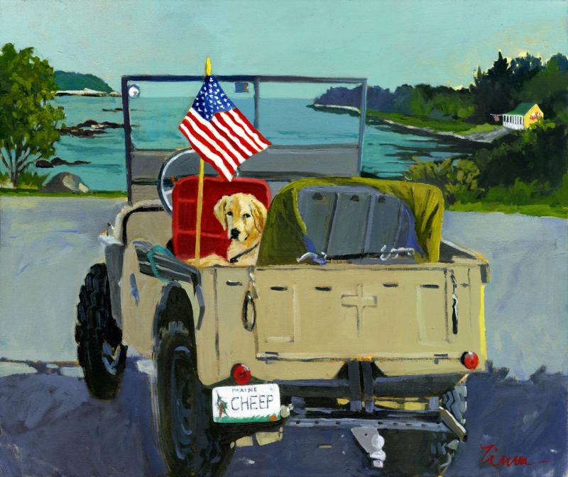 Susan Zimmerman’s “Cheep Jeep” is one of her works in the first of the summer shows at the Damariscotta River Grill. Susan Zimmerman’s “Cheep Jee“Summer Island 2,” pastel by Kim Skillin Trainap”