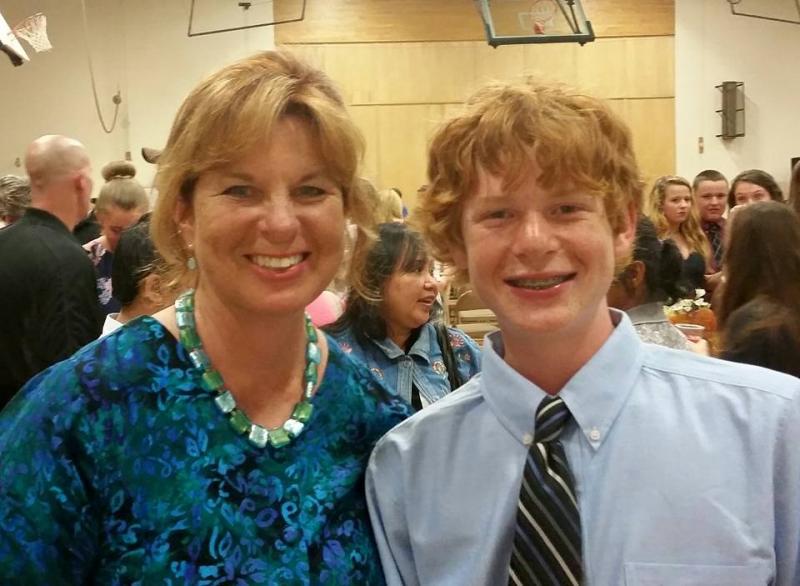 Proud mom Kerrin Erhard with her son Blake Erhard, who won the Harold B. Clifford Science Award at eighth grade graduation. Courtesy of Kerrin Erhard