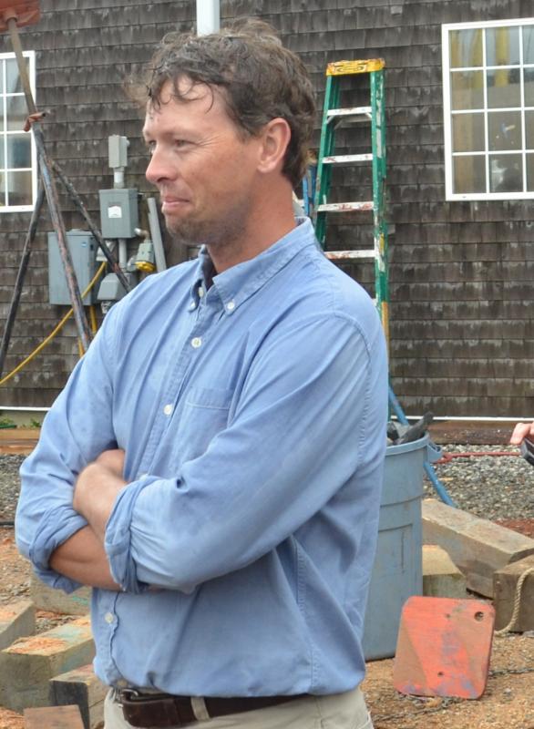 Alec Brainerd was noted during Noah Barnes’ address for his moral support of the project. Alec grew up on the Ladona (Nathaniel Bowditch). (Photo by Lynda Clancy)
