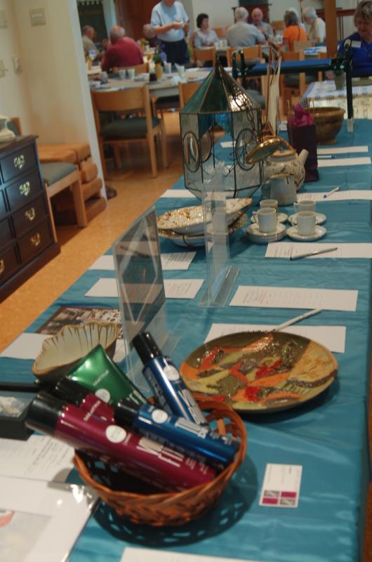 Auction items at the St. Columba’s Blueberry Festival. ART MAYERS/Boothbay Register