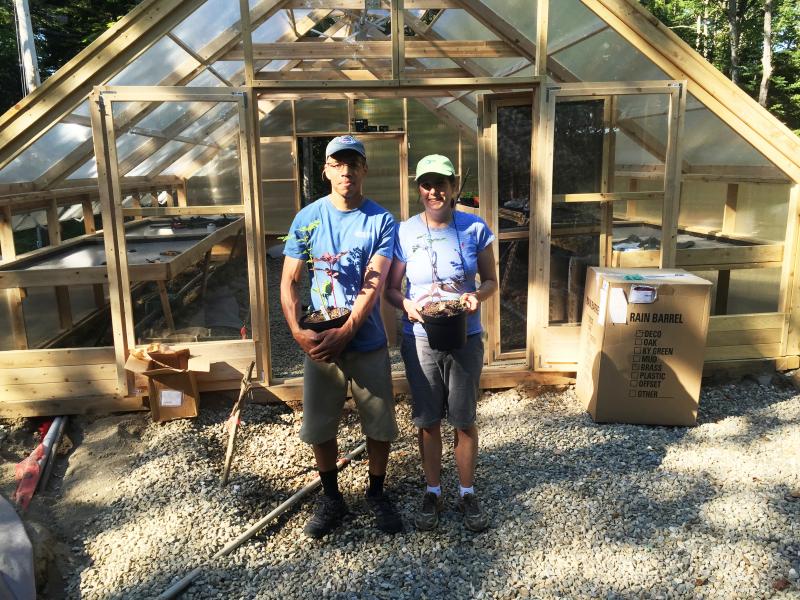 Tim Smith and Lisa Evans plan to have their new greenhouse in South Bristol up and running, and full of microgreens, by next summer. SUZI THAYER/Boothbay Register