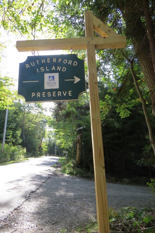 A new sign along West Side Road on Rutherford Island in South Bristol directs trail users to a new trailhead, where DRA’s latest public trail begins, providing a connection to the Damariscotta River. Courtesy photo