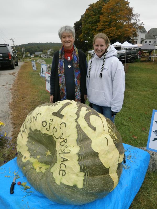 Artist Tenley Seiders, right, with store owner Lynne Urquart. ART MAYERS/Boothbay Register