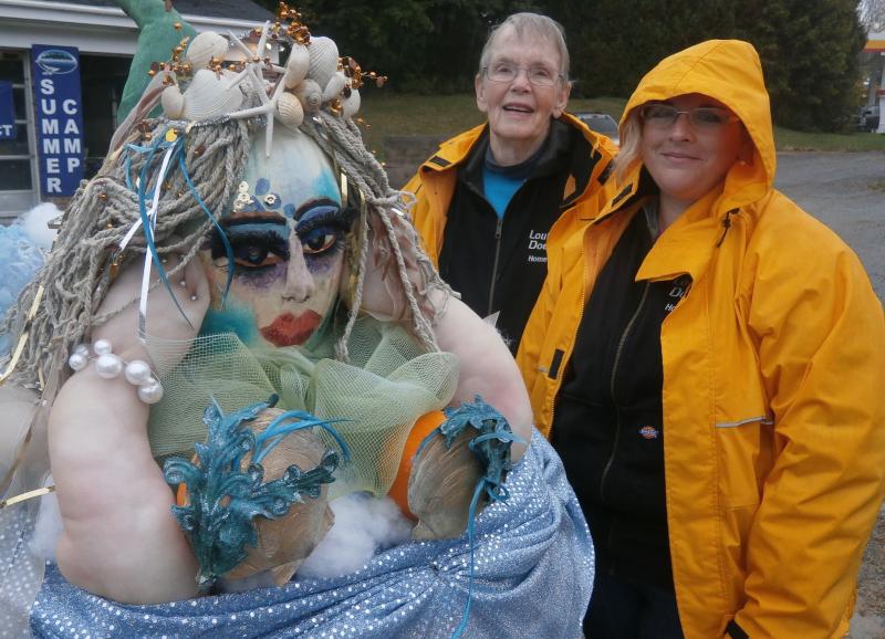 Penny Scherer and Jessica Newbert with Penelope the mermaid. ART MAYERS/Boothbay Register