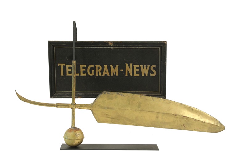 Nineteenth century gilded tin weathervane and trade sign