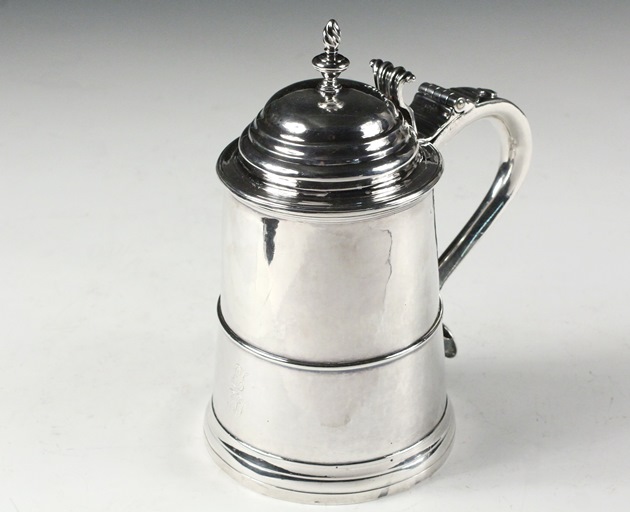 Important American coin silver tankard by Joseph Loring