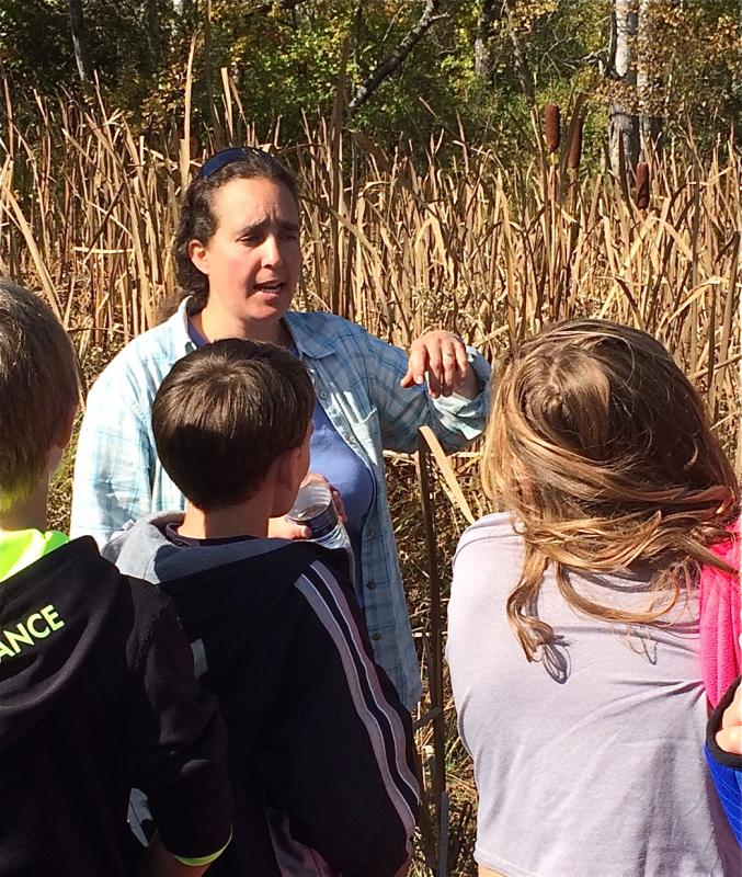 DRA Education Director Sarah Gladu engages Great Salt Bay students in a discussion of traditional uses of cattails during DRA’s Wabanaki Living Skills and Culture Program. Courtesy photos